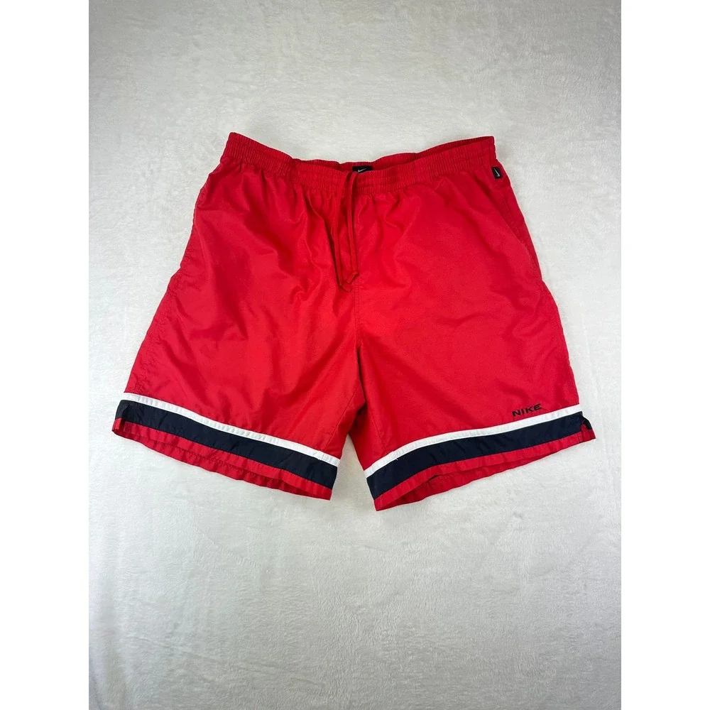Nike Swim Trunks Mens XXL Red Colorblock Board Shorts Nylon Lined Volley‎ Summer